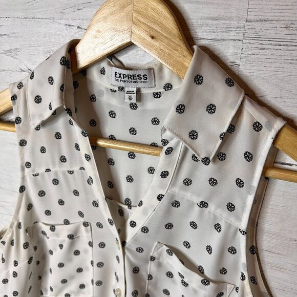 Express Blouse Womens SZ XS The Portifino Shirt Floral Paisley Sleeveless Travel - Picture 7 of 15